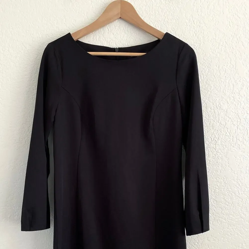 NWT Banana Republic Black Shift Mini Dress 3/4 Sleeves Pleated Cuff Size‎ 6